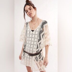 -Free People Beach Sunshine Crochet Kaftan NWOT OS Ivory